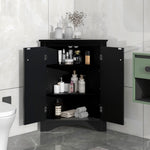 ZUN Black Triangle Bathroom Storage Cabinet with Adjustable Shelves, Freestanding Floor Cabinet for Home WF291467AAB