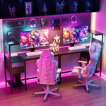 ZUN Computer Desk with Power Outlet & Storage Shelves, Study Writing Table with USB Ports Charging W578P191952