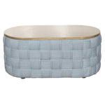 ZUN Light Teal Coffee Table with Knitting Texture Base B062P209114