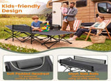 Gray No-Assembly Portable Toddler Camping Bed, Elevated Foldable Kids Sleepover Cot with Anti-Roll 97491237