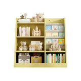 ZUN Yellow Wooden Toy Storage Organizer Cabinet Kids Bookshelf Children Bookcase Toddler Baby Sling Book 73872683