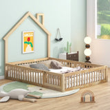 Wood Full Size House Platform Bed with Guardrail, Natural N709P171852M