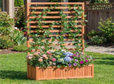 Fir Wood Raised Garden Bed with Trellis, 91.4435.56149.86 cm Orange Planter Box with Drainage 21740259