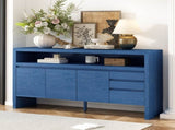 U_Style 60" 3-Door Sideboard with 3 Drawers - Modern Solid Ash Veneer MDF Sideboard, Semi-Open Shelf N711P289141V