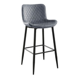 Set of 2 Pub Height Chairs Dark Gray Velvet Upholstery Modern Casual Dining Furniture Metal Legs, B011P234284
