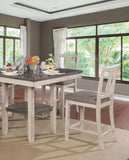 Dining Room Rustic Style Antique White 5pc Dining Set Counter Height Table w Shelf Unique High B2741P301879