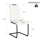 ZUN Modern White PU dining chair living room chair upholstered chair, black metal chair leg design, W210P199101