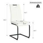 ZUN Modern White PU dining chair living room chair upholstered chair, black metal chair leg design, W210P199091