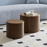 MDF nested table set 2 pieces, handcrafted round coffee table in living/lounge area, walnut color W2085P231698