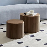 ZUN MDF nested table set 2 pieces, handcrafted round coffee table in living/lounge area, walnut color W2085P231698