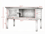 Gray Indoor/Outdoor Elevated Rabbit Hutch Wooden Bunny Cage with Hinged Asphalt Roof & Removable 19785345