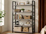 62"x 24" Freestanding Bookshelf 5 Tier Bookcase Open Display Storage Shelf with Metal Frame, Wood 77239285