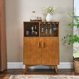 31.5" Liquor Cabinet with Wine Glass Holder & Wine Rack & Adjustable Shelf, Wine Cabinet, Kitchen W1801P195634