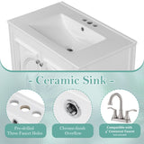 30" Bathroom Vanity with Sink, Two Doors with Shelf, Soft Close Door Hinges, Vintage Style, White N759P226000K