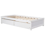 ZUN Twin Bed with 2 Drawers, Solid Wood, No Box Spring Needed ,White 95467586