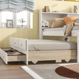 ZUN Full Bed with Bookcase,Twin Trundle,Drawers,White 25636247