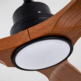 Hot sales 42 Inch Modern Black Ceiling Fan With Light 3 Solid Wood Blades Remote Control Reversible W2991P338643