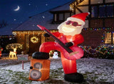 Guitar Santa Inflatable 8ft with Music & Light-Up Mouth, 190D Polyester Christmas Yard Decor, US 72694836