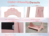 Pink, heart-shaped, MDF, spray-painted, 1-door, 1-shelf children's jewelry and mirror cabinet 11868552
