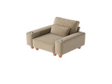 Khaki Chenille Deep Seat Single Sofa Chair with Brushed Stainless Steel Cup Holder and Decorative 87813365