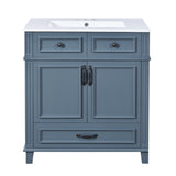 30'' Bathroom Vanity with Ceramic Sink,Solid Wood Frame Bathroom Storage Cabinet with Soft Closing N710P190656C