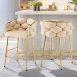 28'' Modern Counter Stools Set of 2,Beige Counter Stools with iron Frame,Soft back and N780P199861W