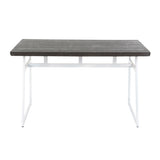 Geo Industrial Dining Table in Vintage White Metal and Espresso Wood-Pressed Grain Bamboo by B202P223351