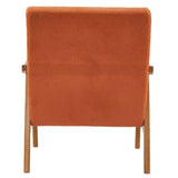 Solid Wood Armrest Teddy Velvet Simple Single Indoor Lounge Chair Backrest Burnt Orange 87153687