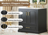 24"Bathroom Vanity with Sink, MDF Cabinet with Solid Wood Frame, 1 Divided Drawer and 2 Soft Close N729P321378B