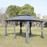 13x10 Outdoor Patio Gazebo Canopy Tent With Ventilated Double Roof And Mosquito net W419P282068
