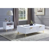 White High Gloss End Table with Shelf B062P189207