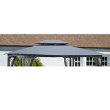 13x10 Ft Patio Double Roof Gazebo Replacement Canopy Top Fabric, Gray W41941992