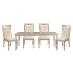 ZUN Traditional Design Silver Finish Dining Side Chairs 2pc Set Wood Frame Crystal Button-Tufted Back B01152165