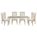 ZUN Traditional Design Silver Finish Dining Side Chairs 2pc Set Wood Frame Crystal Button-Tufted Back B01152165