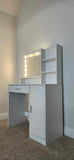 Vanity Desk with Mirror & Light, Large Drawer Three Level Storage Dresser, 3 Lighting Modes W2386P233036