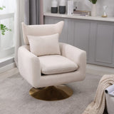 Classic Mid-Century 360-degree Swivel Accent Chair, Beige Linen W1361104580