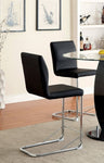 ZUN Modern Elegance Black Color Leatherette 2pcs Counter Height Dining Chairs Chrome Metal Legs Dining B011P178973