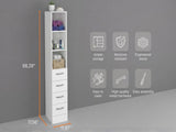 Linen Cabinet 68" H, Three Shelves, Four Drawers and Metal handles, White B097120600