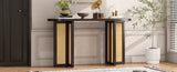 TREXM Farmhouse Rattan Console Entryway, Narrow Console with Storage, Hallway N715P245743P