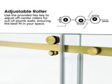 60*66" Fixed & Sliding Shower Door, Square Tube Hardware, Clear Glass Shower Door, 3/8 SGCC 75697966