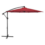 ZUN 10 ft. Steel Cantilever Offset Outdoor Patio Umbrella with Crank Lift - Red W2181P181960