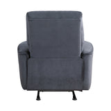Modern Living Room 1pc Power Rocker Reclining Chair Dark Gray Velvet Upholstery Solid Wood Frame B011P204079