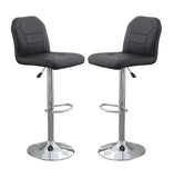 Adjustable stool Chair Black Faux Leather Clean Lines Seat Chrome Base Modern Set of 2 Chairs / B011P151351