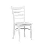 ZUN White Finish Dining Chairs Set of 2 Wooden Ladder-Back Casual Farmhouse Style Kitchen Dining Room B011P188439