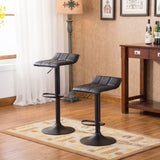 ZUN Belham Swivel Black Bonded Leather Adjustable Bar Stool, Set of 2 T2574P165093