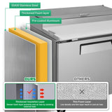 Orikool 44 IN Commercial Pizza Prep Table with a Built-in Refrigerator 11 Cu.Ft, Butcher Block W2095126125