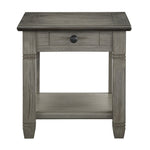 ZUN Coffee and Antique Gray Finish 1pc End Table with Drawer Bottom Shelf Wooden Living Room Furniture B011P175716