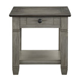 ZUN Coffee and Antique Gray Finish 1pc End Table with Drawer Bottom Shelf Wooden Living Room Furniture B011P175716