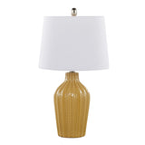 Rockwell 23" Contemporary Ceramic Table Lamp in Glossy Misted Yellow Ceramic, Polished Nickel and B202P224025