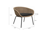 Outdoor Wicker Rattan Bucket Chair with Cushion - Set of 2 Weather-Resistant Patio Chair W3990P464935